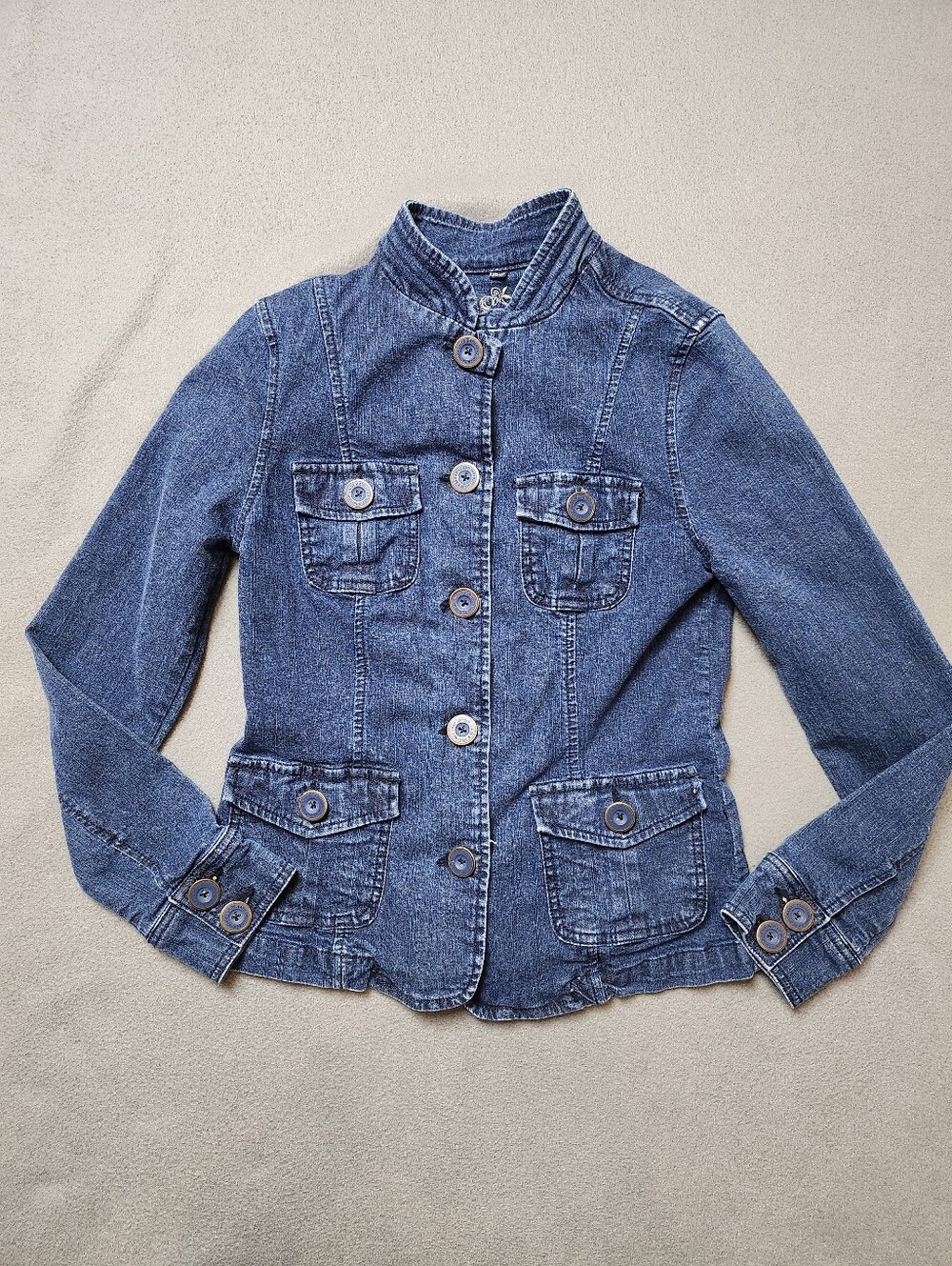 Lady Hathaway Stretch Denim Jacket Size XS Fitted Blue